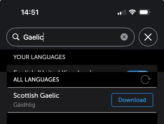 SwiftKey language selection